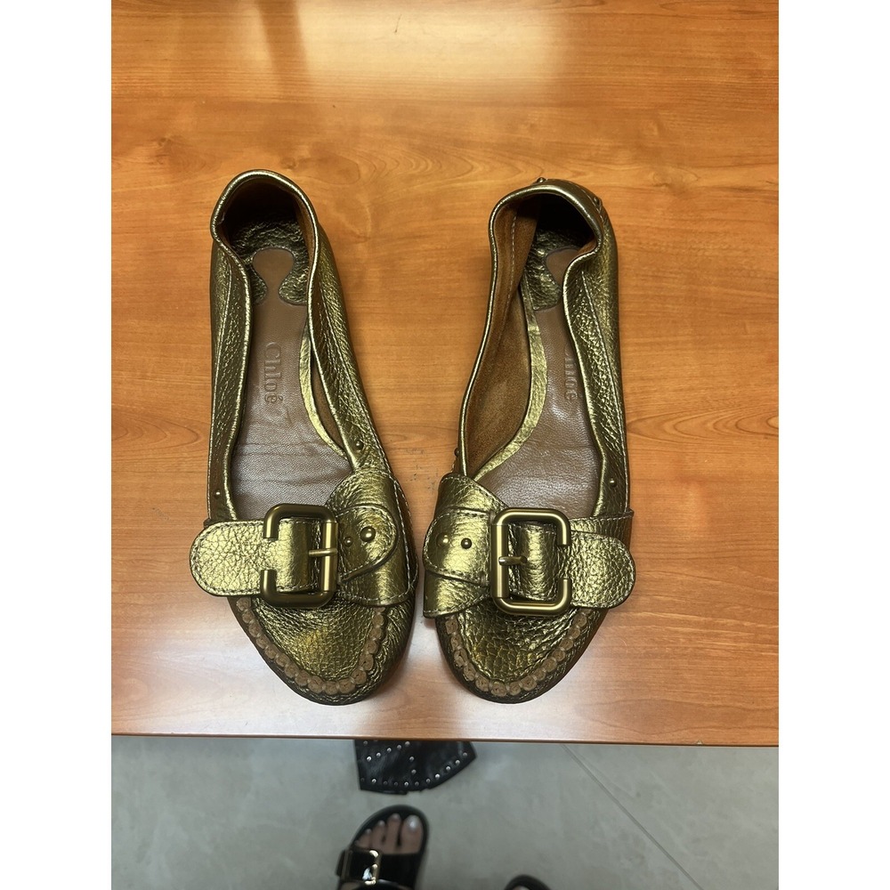 Chloe Paddington Moc Toe Loafer Ballet Flat in Copper Gold Bronze size 7.5
